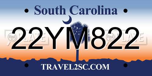 22YM822 South Carolina License Plate