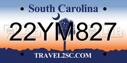 22YM827 South Carolina License Plate