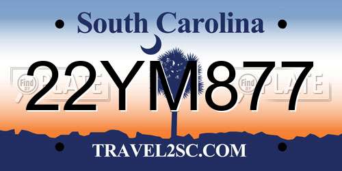 22YM877 South Carolina License Plate