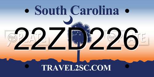 22ZD226 South Carolina License Plate