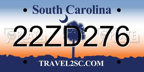 22ZD276 South Carolina License Plate