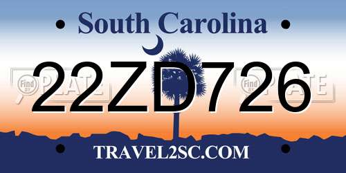 22ZD726 South Carolina License Plate