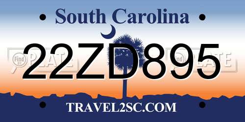 22ZD895 South Carolina License Plate