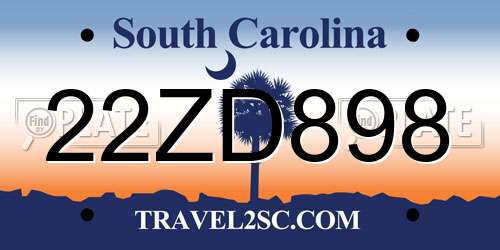 22ZD898 South Carolina License Plate