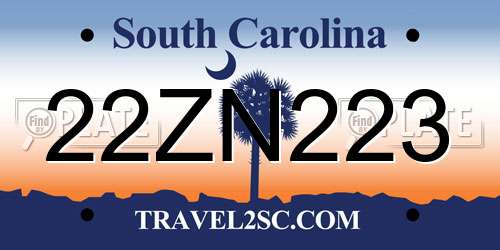 22ZN223 South Carolina License Plate