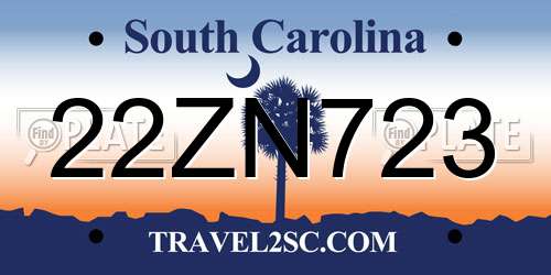 22ZN723 South Carolina License Plate