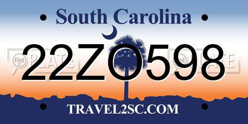 22ZO598 South Carolina License Plate