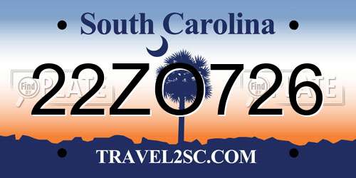 22ZO726 South Carolina License Plate