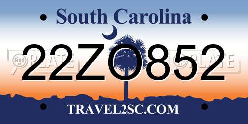 22ZO852 South Carolina License Plate