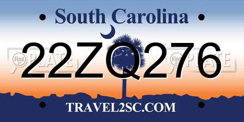 22ZQ276 South Carolina License Plate