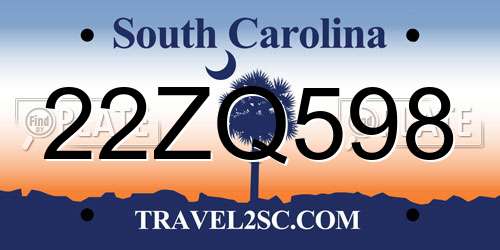 22ZQ598 South Carolina License Plate