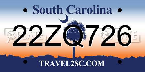 22ZQ726 South Carolina License Plate