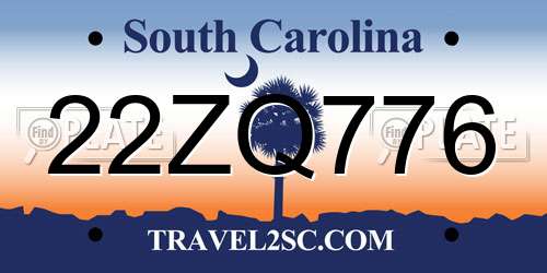 22ZQ776 South Carolina License Plate