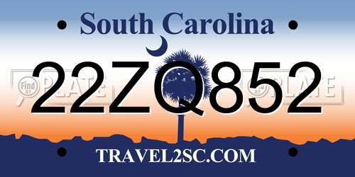 22ZQ852 South Carolina License Plate