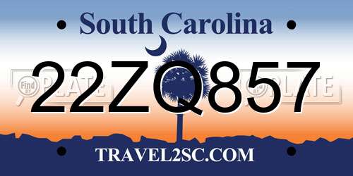 22ZQ857 South Carolina License Plate