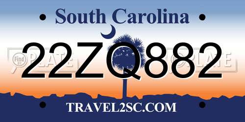 22ZQ882 South Carolina License Plate