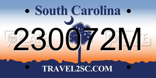 230072M South Carolina License Plate