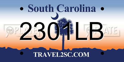 2301LB South Carolina License Plate