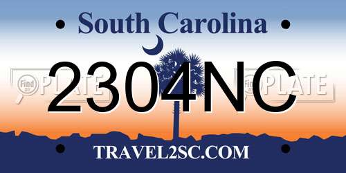 2304NC South Carolina License Plate