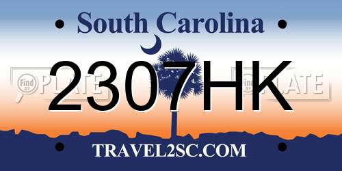 2307HK South Carolina License Plate