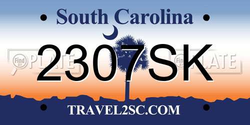 2307SK South Carolina License Plate