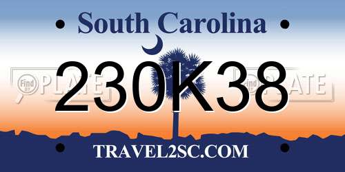 230K38 South Carolina License Plate