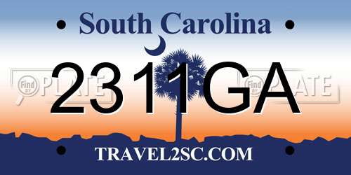 2311GA South Carolina License Plate