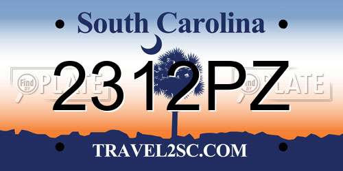 2312PZ South Carolina License Plate