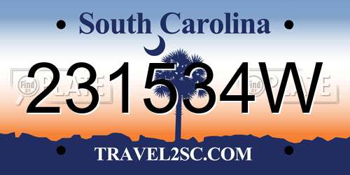 231534W South Carolina License Plate