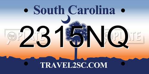 2315NQ South Carolina License Plate