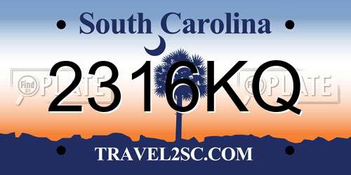 2316KQ South Carolina License Plate