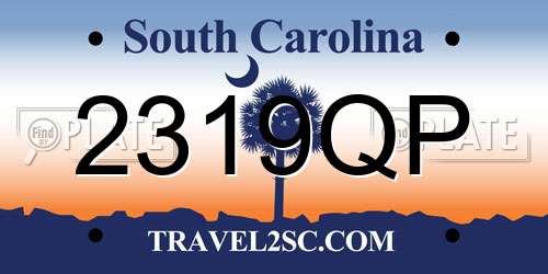 2319QP South Carolina License Plate
