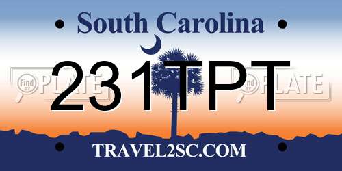 231TPT South Carolina License Plate