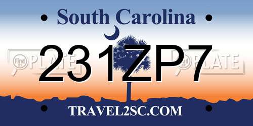 231ZP7 South Carolina License Plate