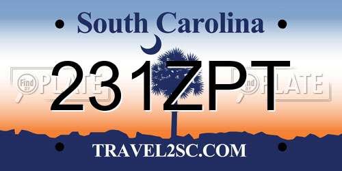 231ZPT South Carolina License Plate