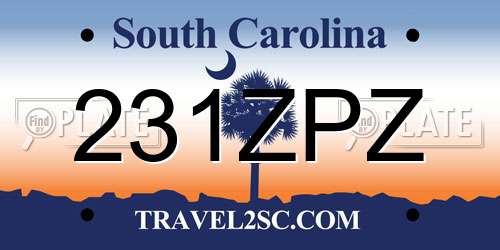 231ZPZ South Carolina License Plate