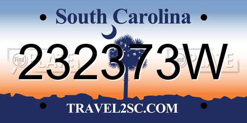 232373W South Carolina License Plate