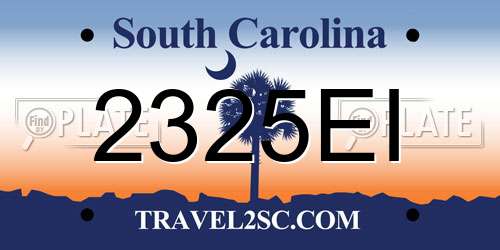 2325EI South Carolina License Plate