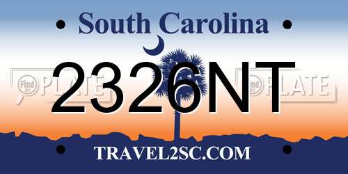 2326NT South Carolina License Plate