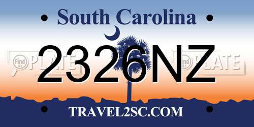2326NZ South Carolina License Plate