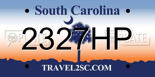 2327HP South Carolina License Plate