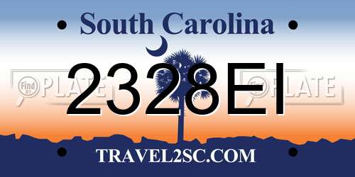 2328EI South Carolina License Plate