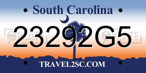 23292G5 South Carolina License Plate