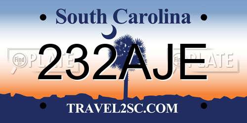 232AJE South Carolina License Plate