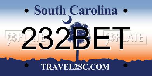 232BET South Carolina License Plate