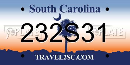 232S31 South Carolina License Plate