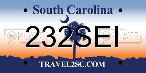 232SEI South Carolina License Plate