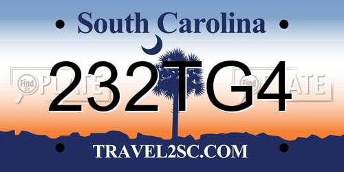 232TG4 South Carolina License Plate