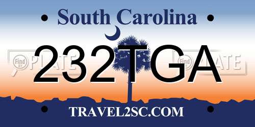 232TGA South Carolina License Plate