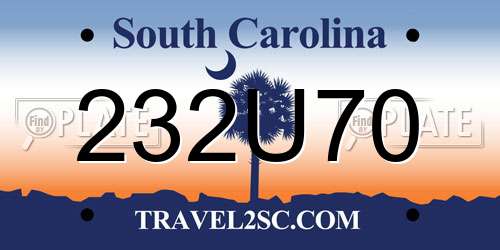 232U70 South Carolina License Plate